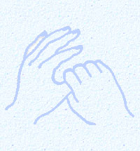Selbsthilfe: Finger strömen mit Jin Shin Jyutsu - in der Grafik umfassen die Finger de linken Hand den rechten Daumen