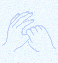Selbsthilfe: Finger strömen mit Jin Shin Jyutsu? - in der Grafik umfassen die Finger de linken Hand den rechten Daumen
